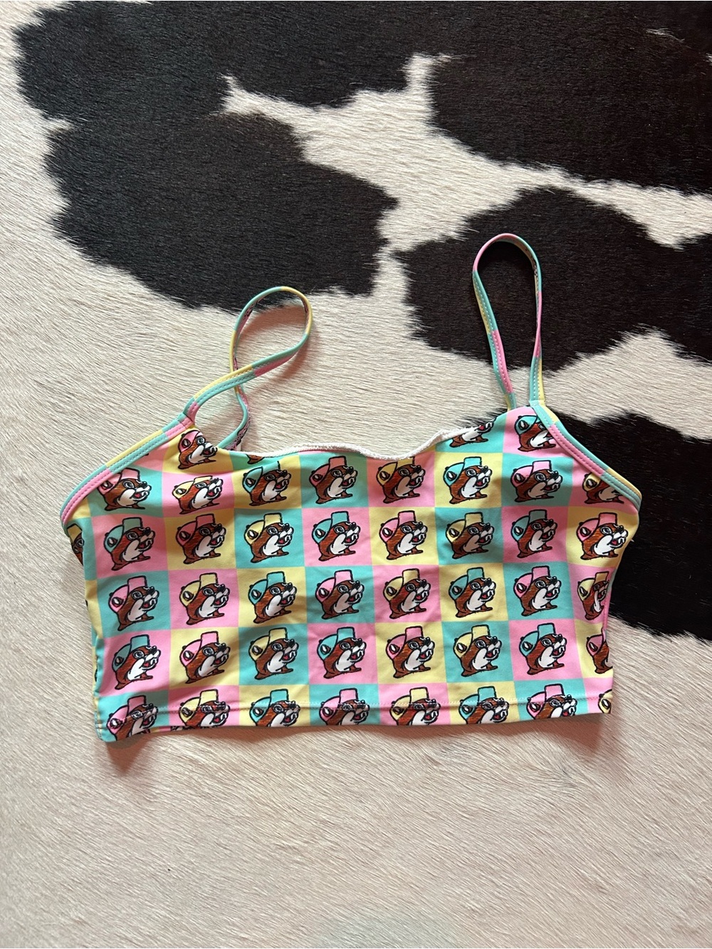 Women’s Pastel Multi-Color Bucees Print Swim Crop Top